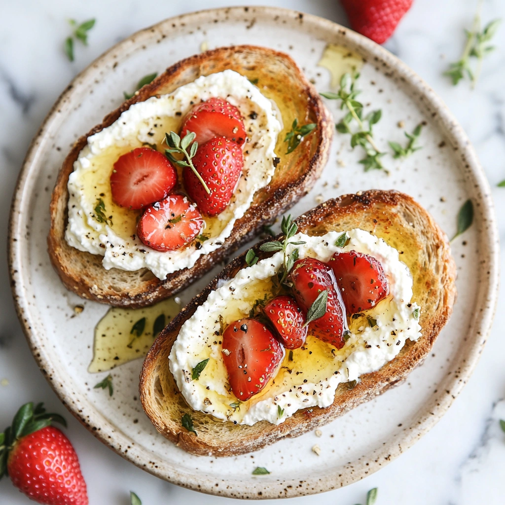 Roasted Strawberry Whipped Ricotta Toast
