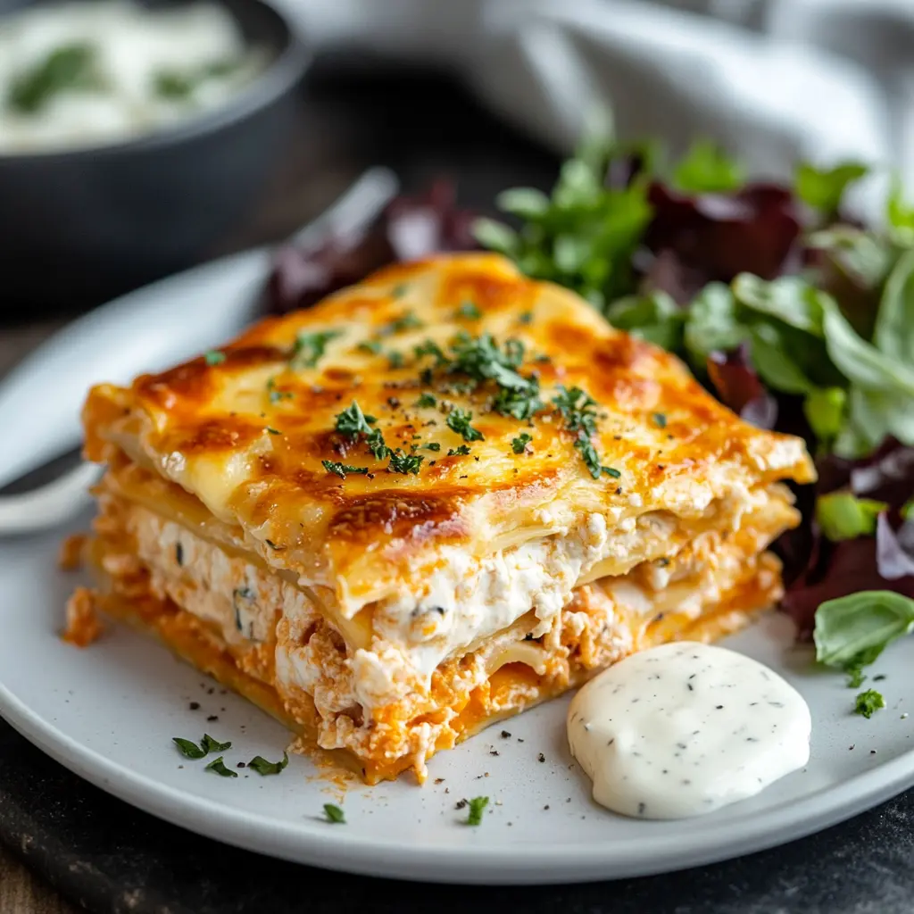 Cheesy Buffalo Chicken Lasagna