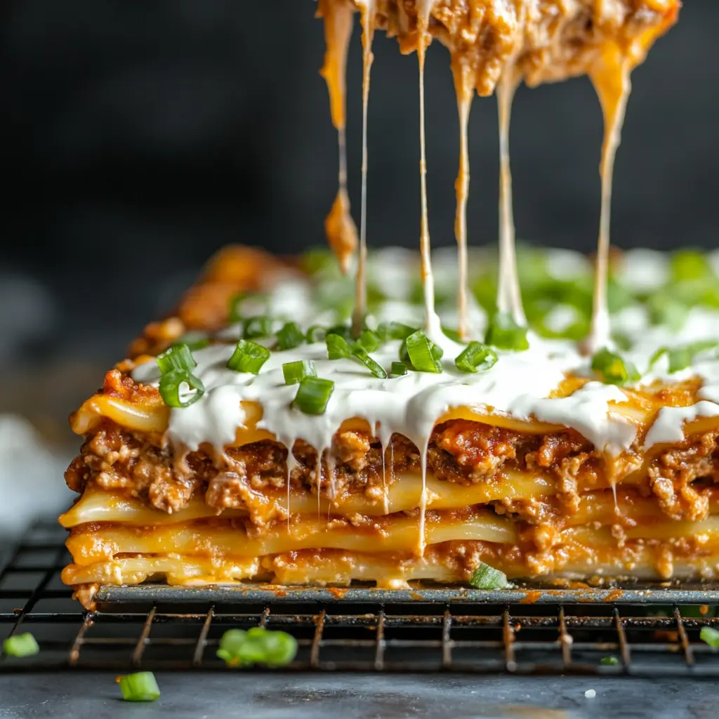 Cheesy Buffalo Chicken Lasagna: A Spicy, Creamy Crowd-Pleaser with Ranch Drizzle!