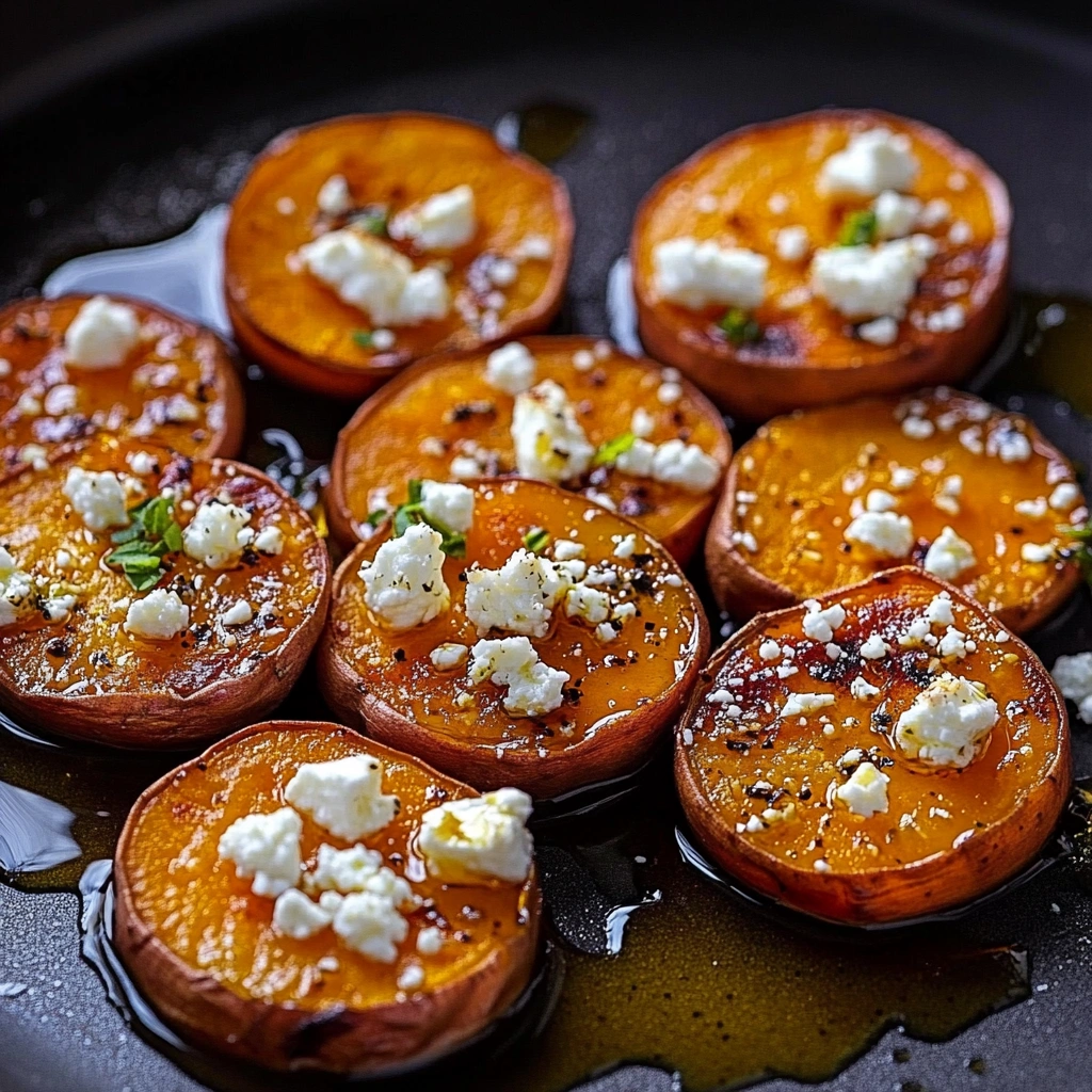 Roasted Sweet Potato Rounds with Honey and Feta