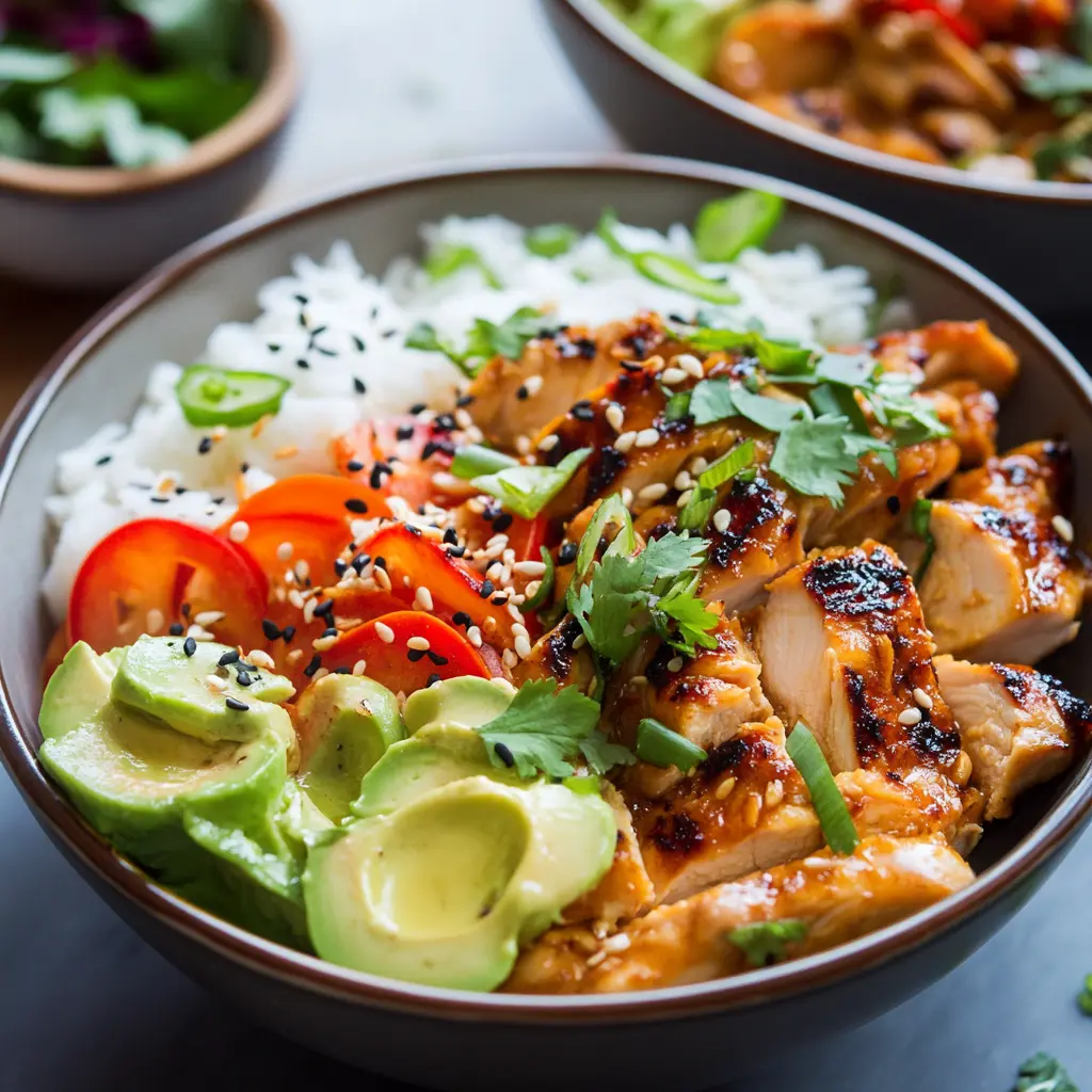 Easy Grilled Chicken Poke Bowls