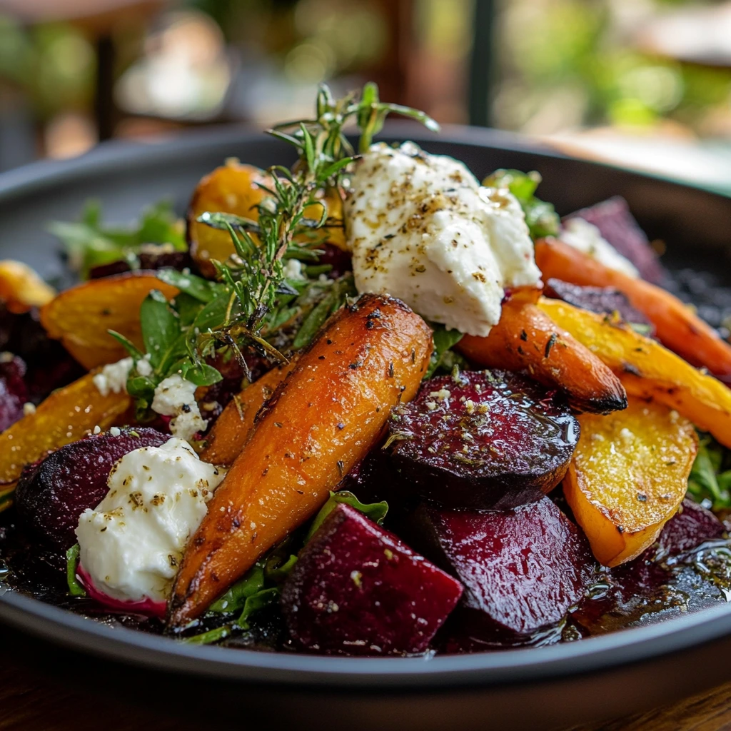 Roasted Beets and Carrots Salad with Burrata