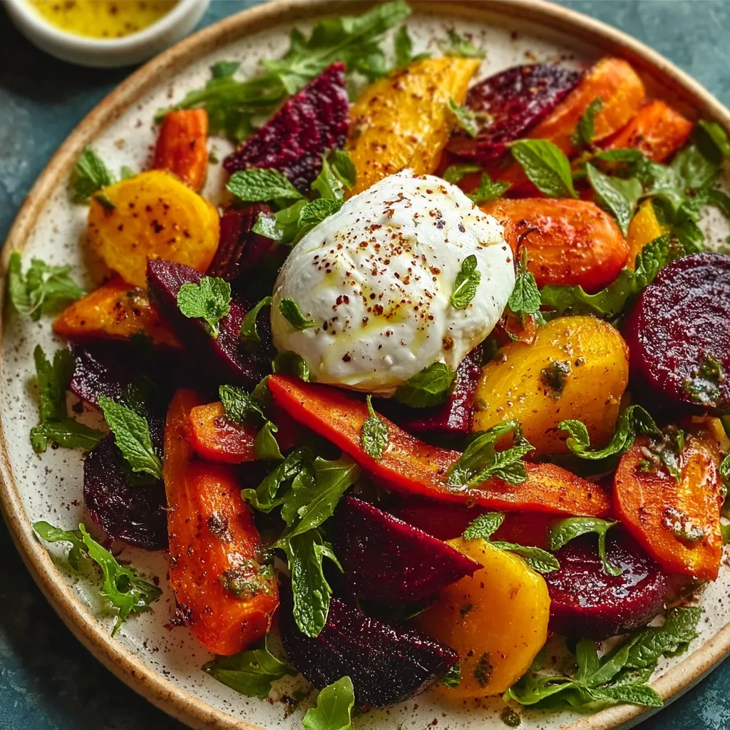 Roasted Beets and Carrots Salad with Burrata