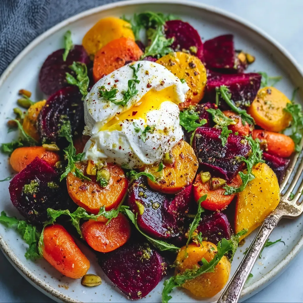Roasted Beets and Carrots Salad with Burrata