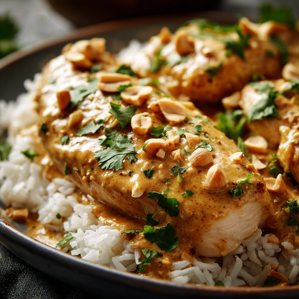 Creamy Coconut Peanut Chicken in the Slow Cooker