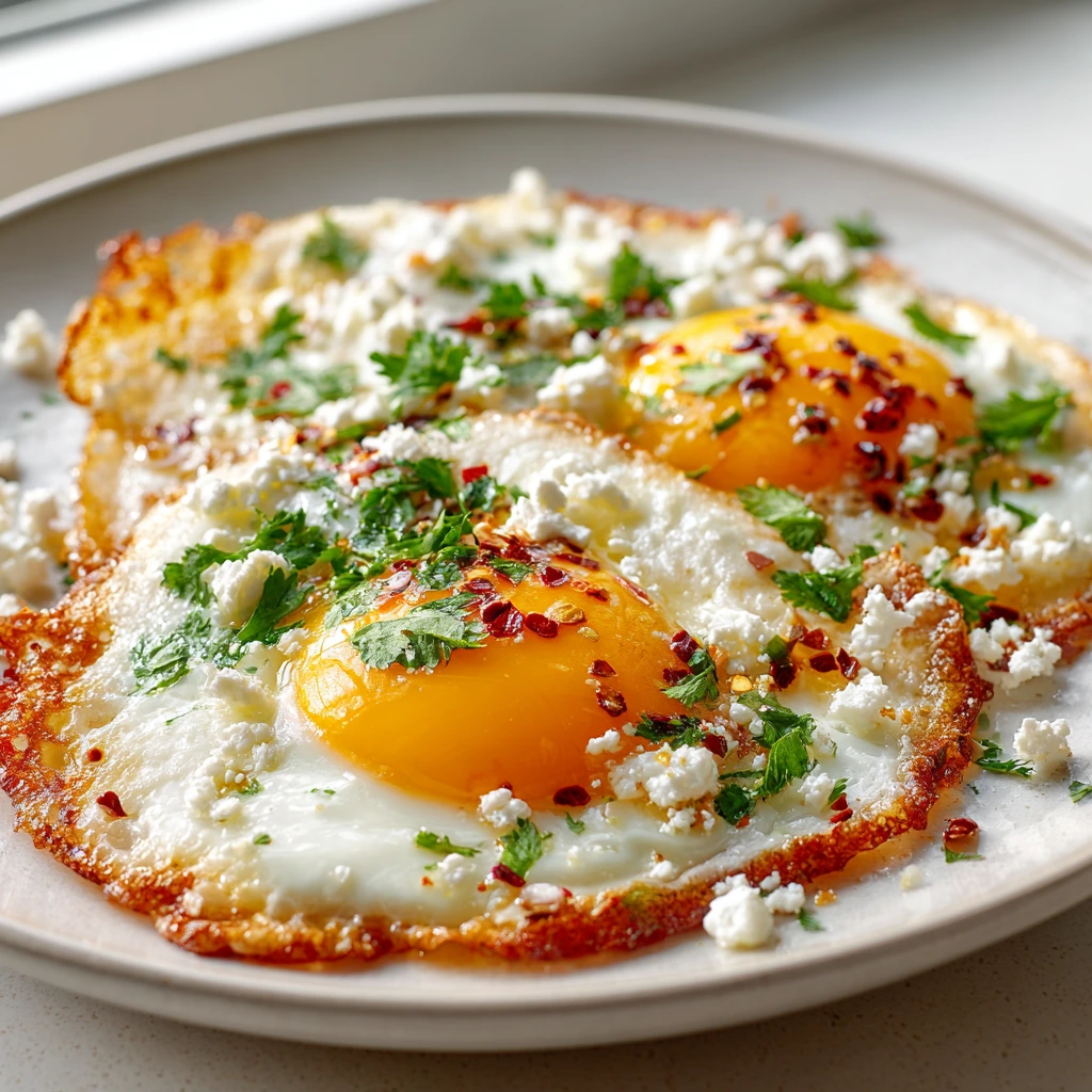 crispy feta fried eggs