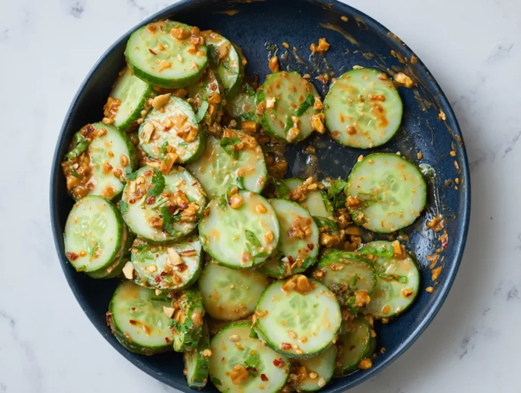 cucumbers in spicy peanut sauce