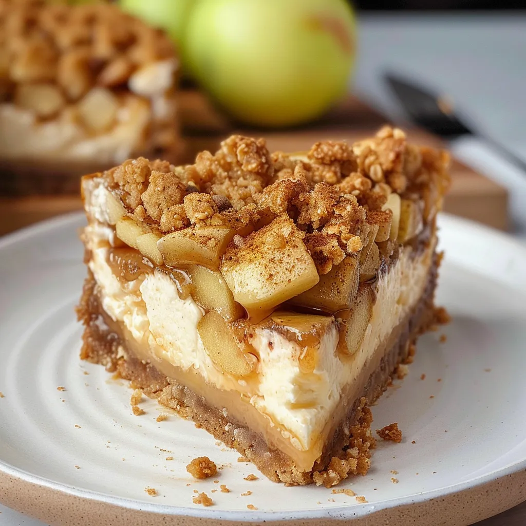 Cozy Apple Crumble Cheesecake With Buttery Crumble Topping