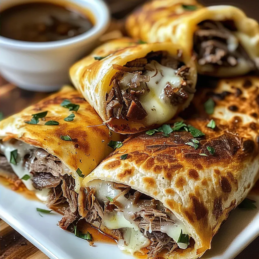 Easy French Dip Tortilla Roll Ups (Cheesy & Dippable!) - Recipe Image