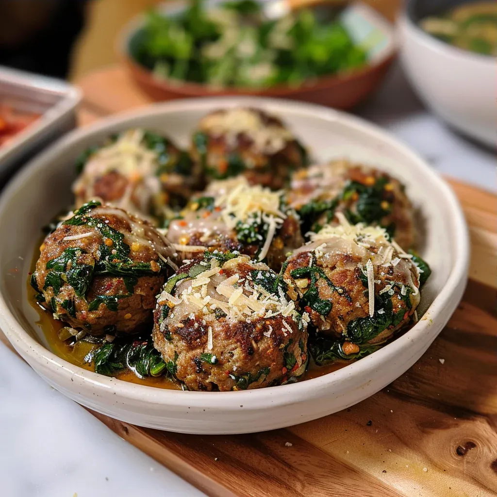 Easy Spinach Garlic Meatballs for Dinner - Recipe Image