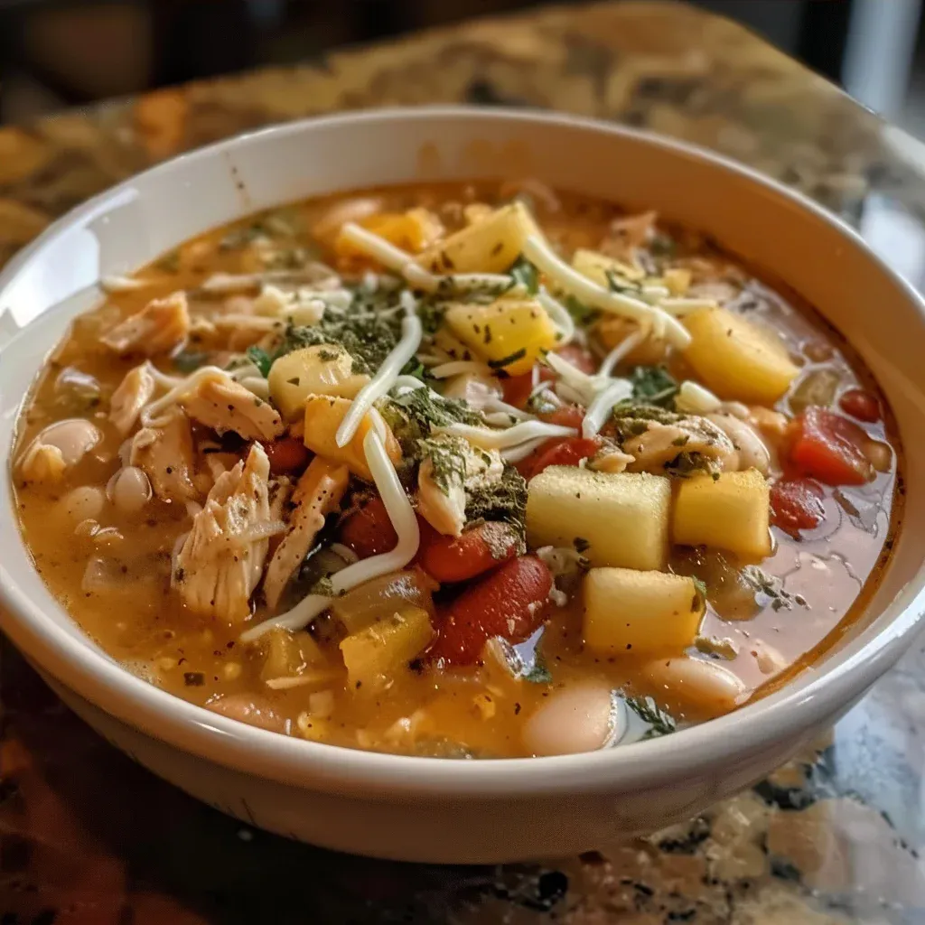 Cozy White Cheddar Apple Chicken Chili (Fall Comfort Bowl) - Recipe Image