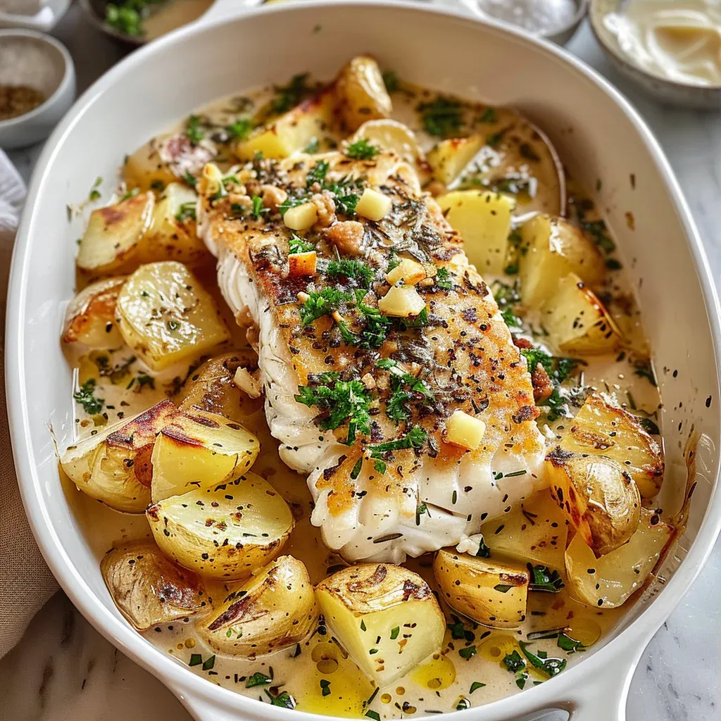 Creamy Potato and Cod in Rosemary Cream Sauce Recipe - Recipe Image