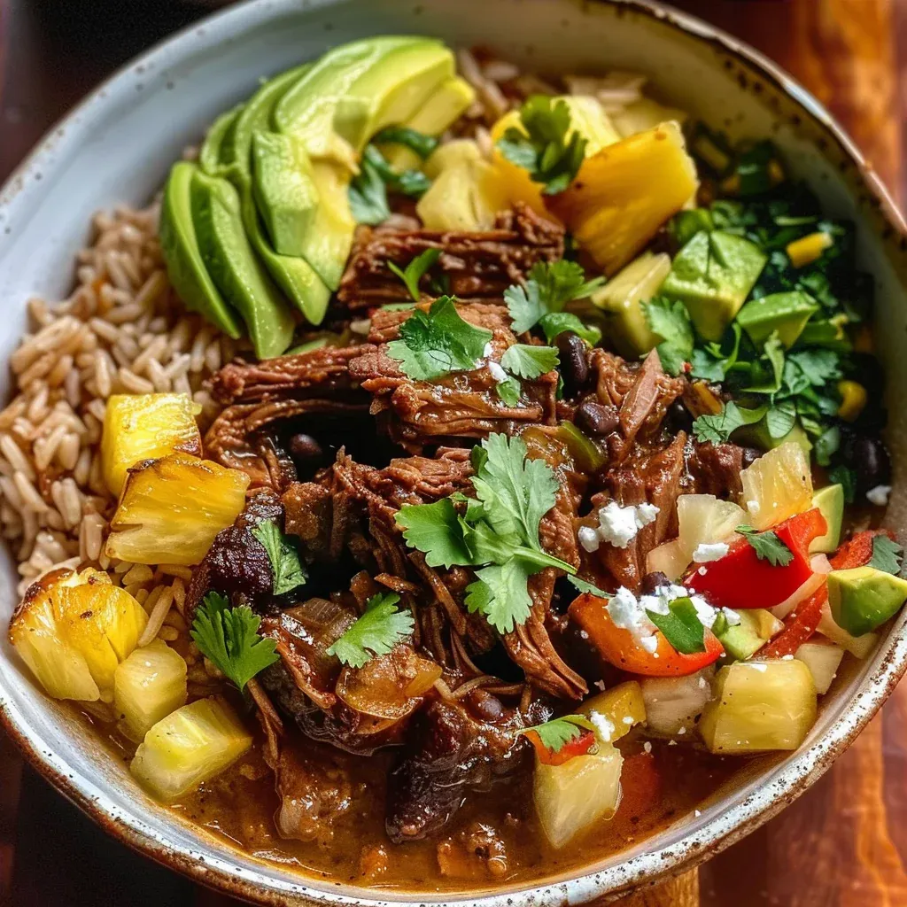 Crockpot Chipotle Pineapple Pot Roast Bowl
