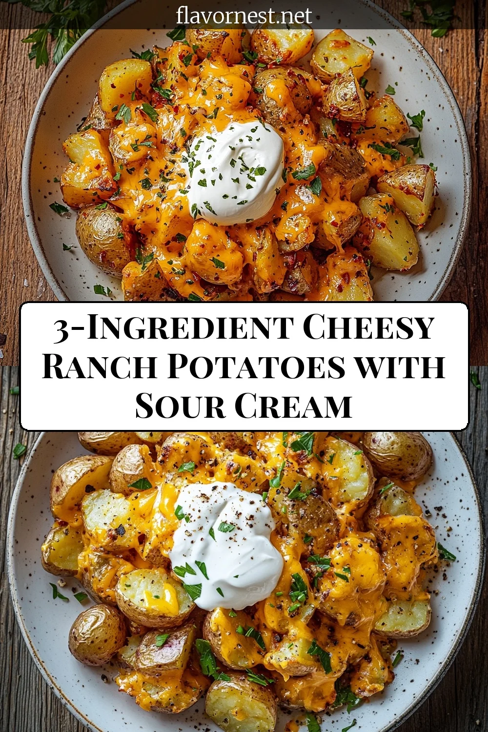 3-ingredient cheesy ranch potatoes with sour cream pin