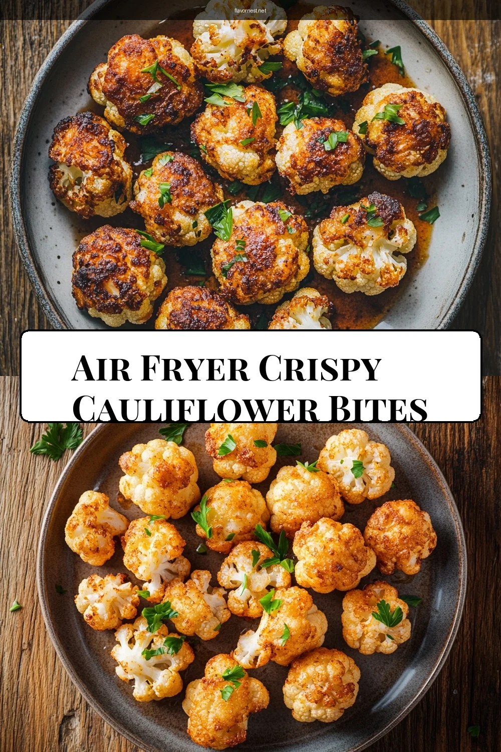 air fryer crispy cauliflower bites pin