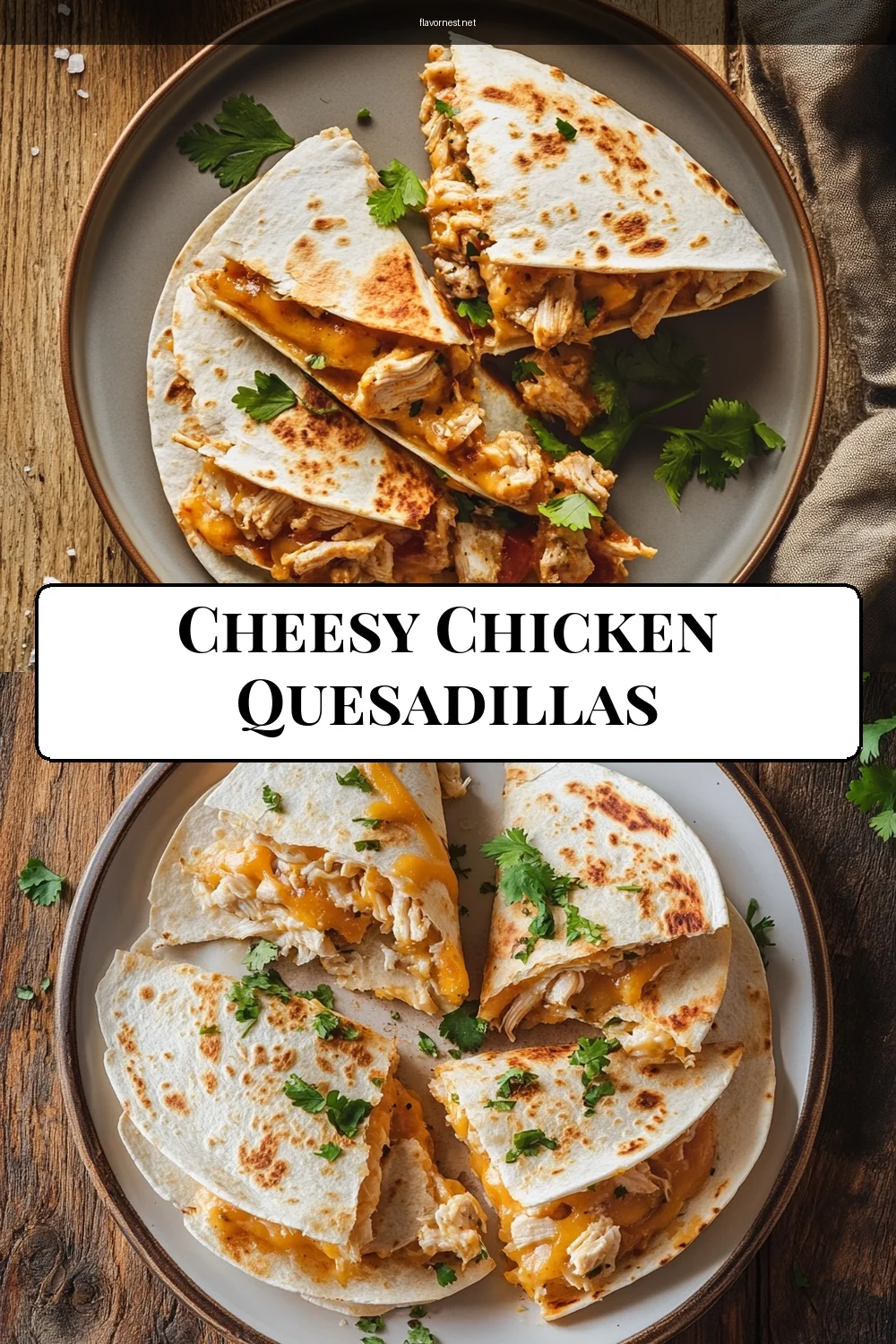 cheesy chicken quesadillas pin