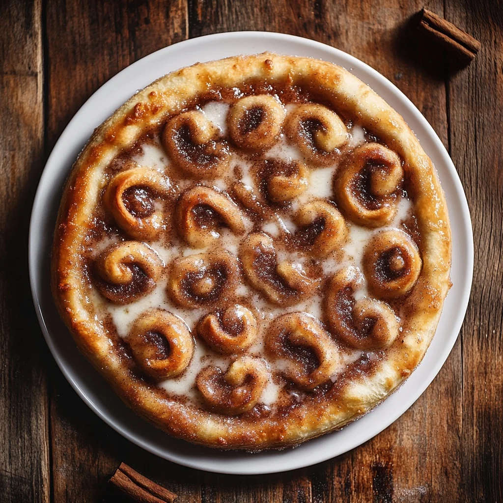 cinnamon-sugar pizza made with crescent rolls
