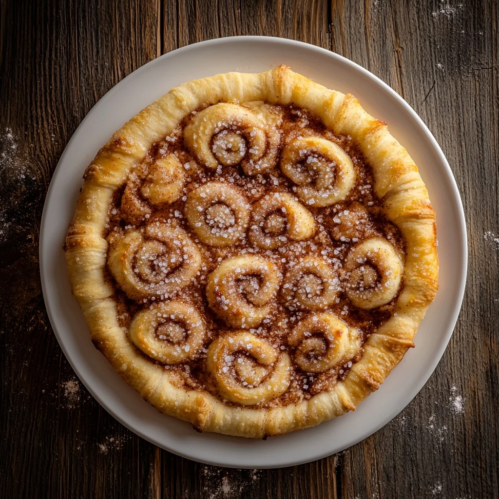 cinnamon-sugar pizza made with crescent rolls serving suggestion