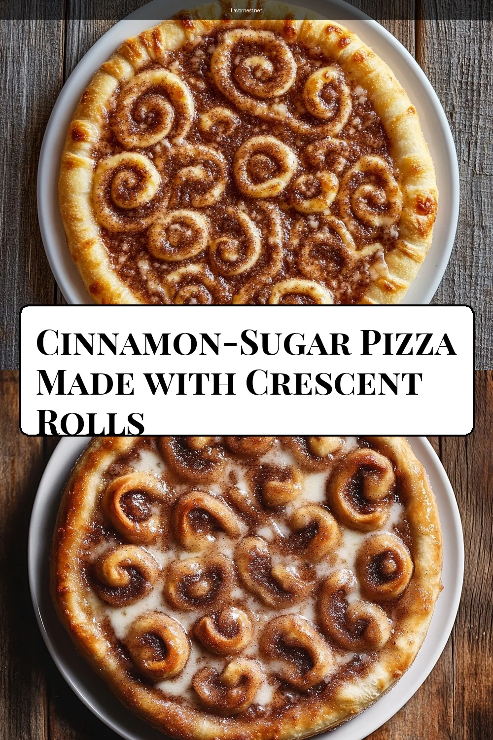 cinnamon-sugar pizza made with crescent rolls pin