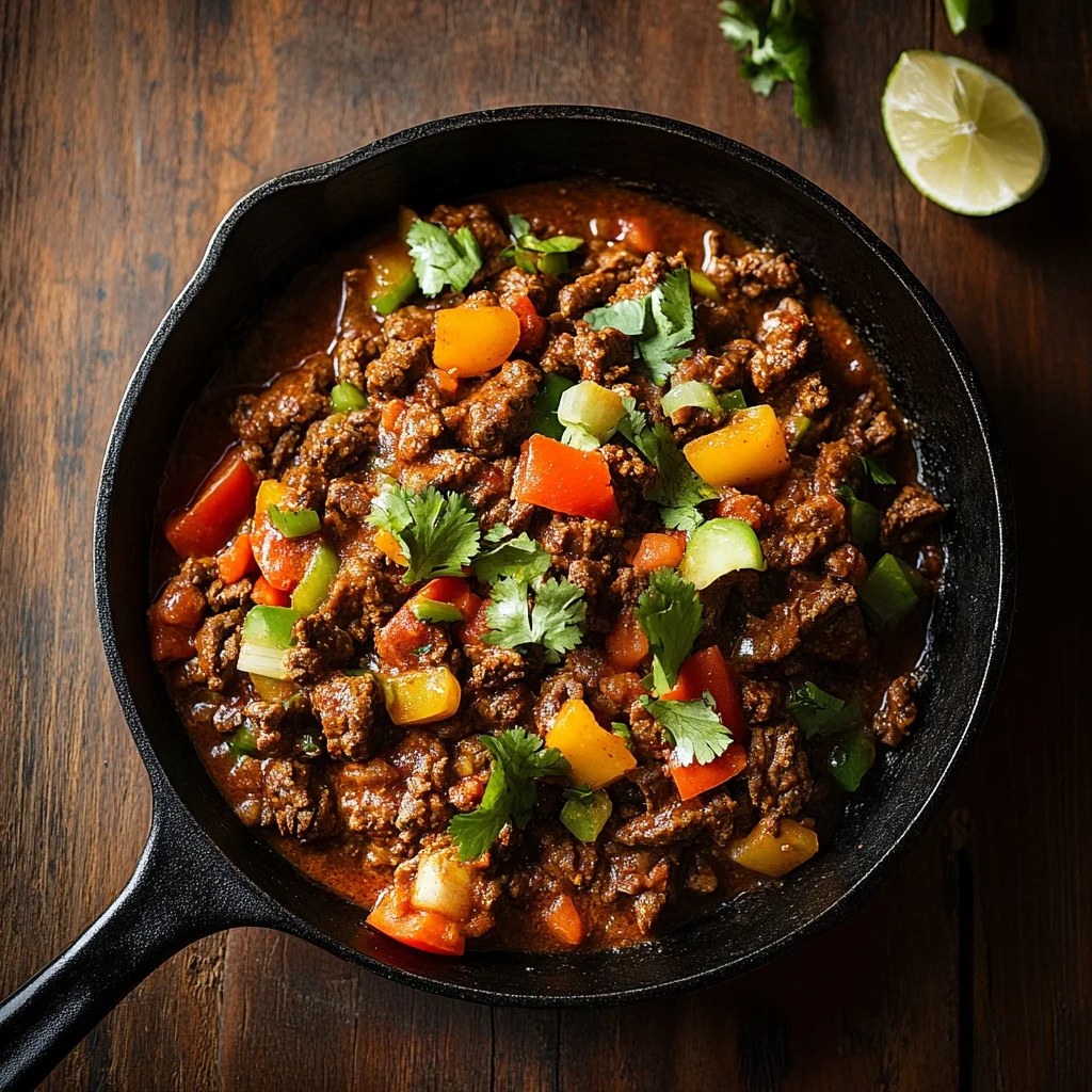 classic beef taco skillet serving suggestion