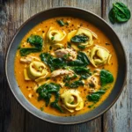 cozy chicken tortellini soup with spinach