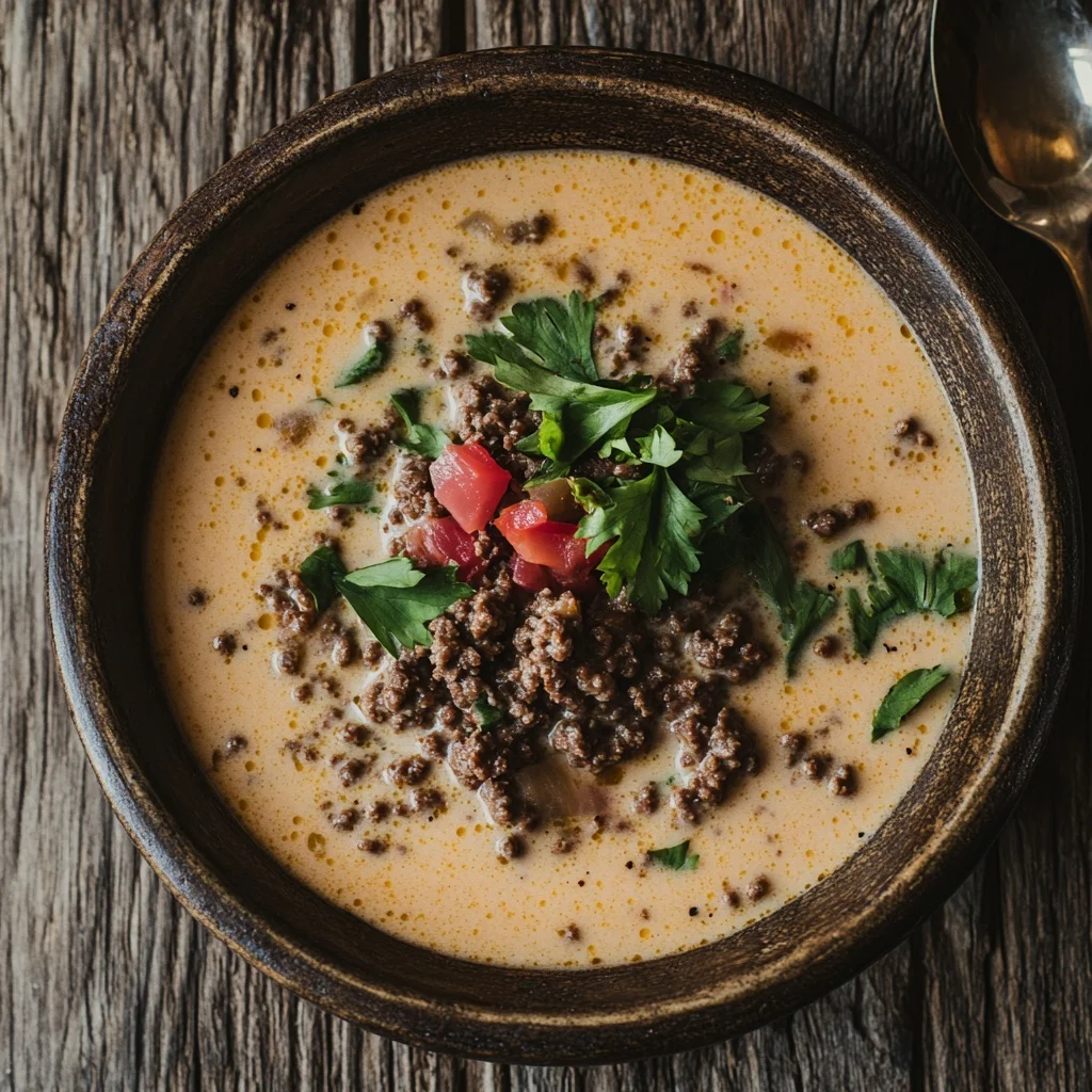 cozy creamy cowboy soup with ground beef ingredients