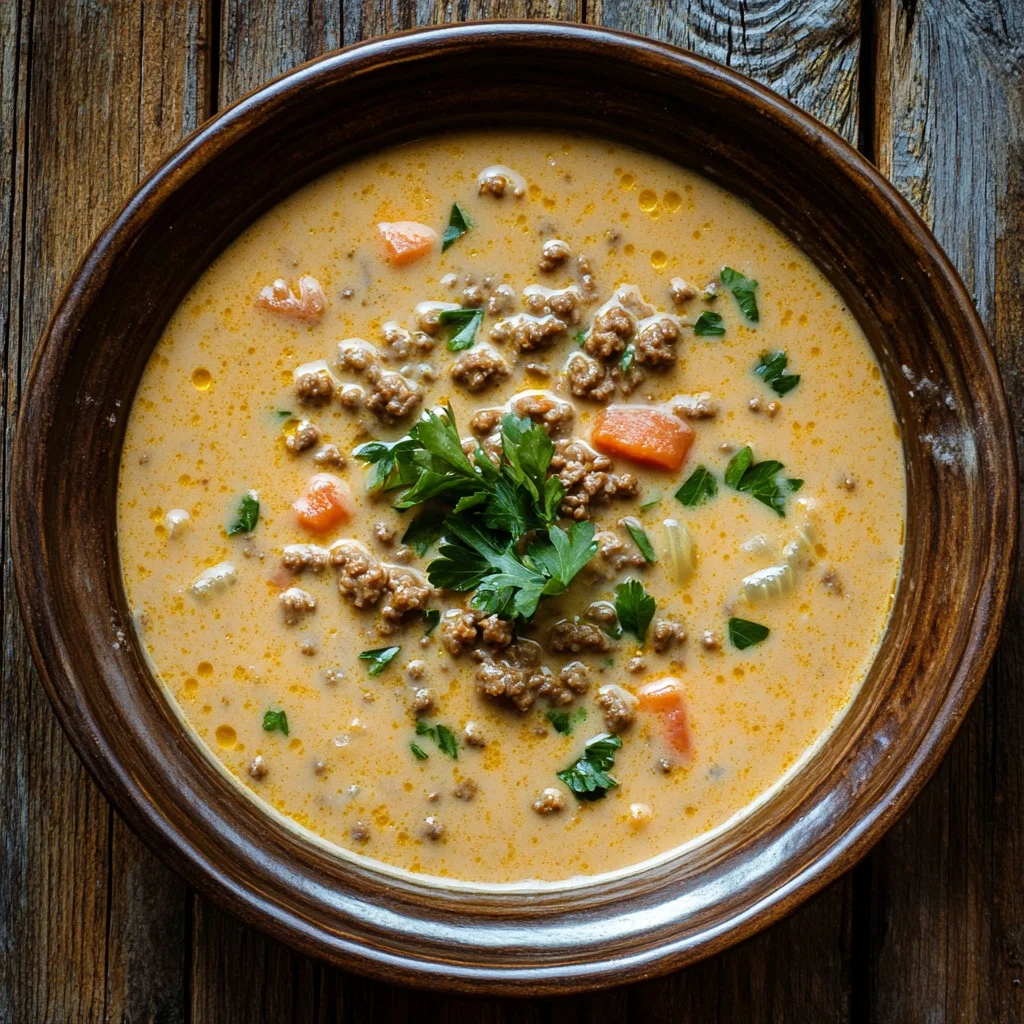 cozy creamy cowboy soup with ground beef serving suggestion