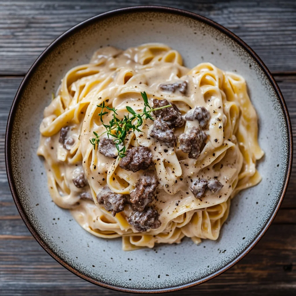 creamy beef pasta for cozy nights serving suggestion