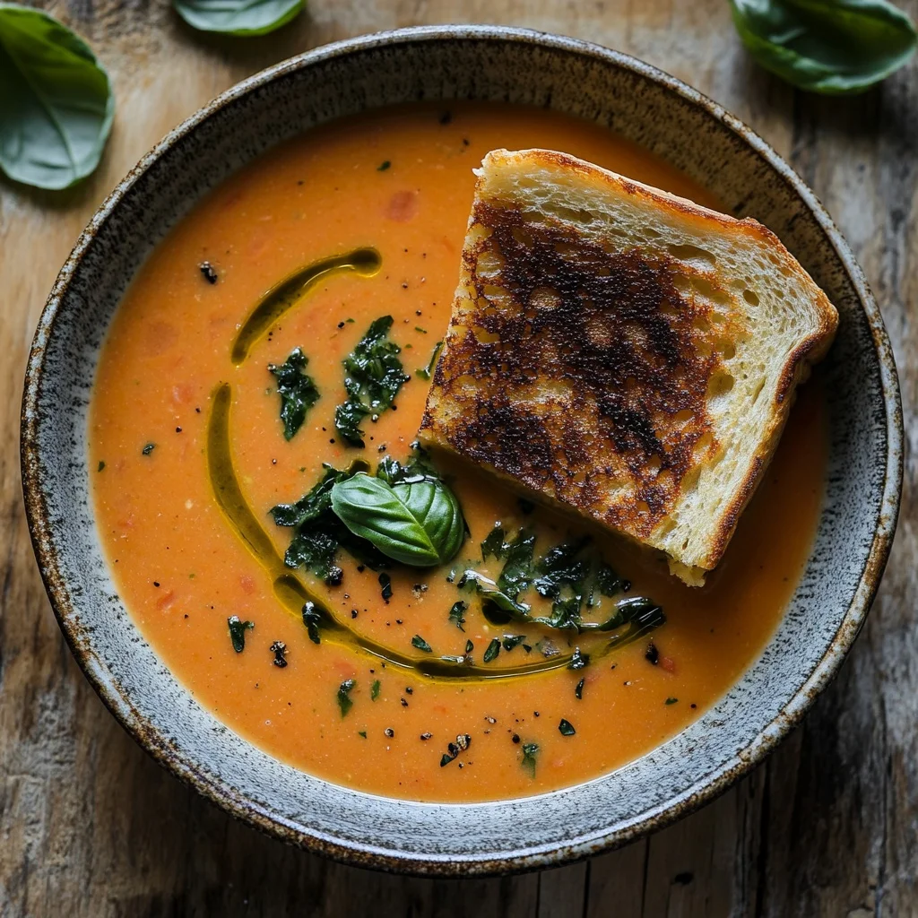 creamy tomato basil soup (with grilled cheese)