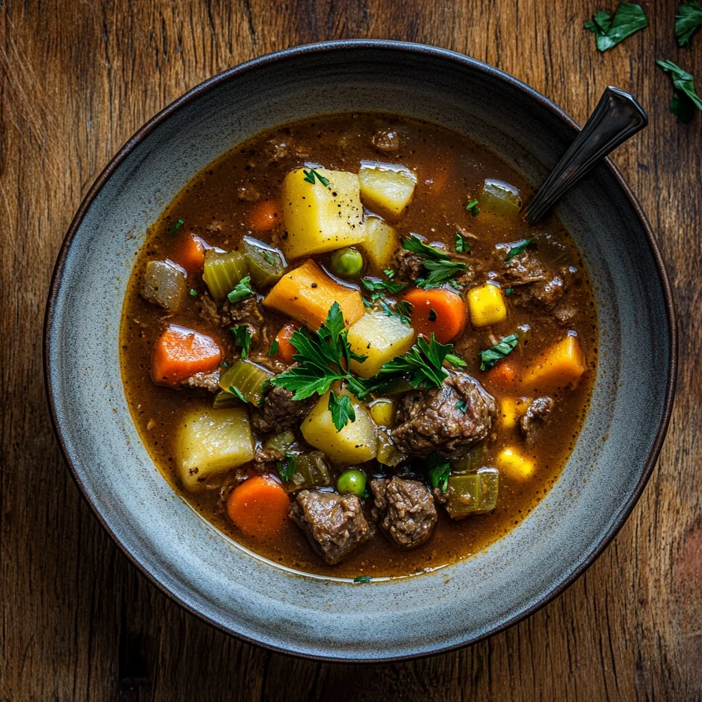 crockpot vegetable beef soup serving suggestion