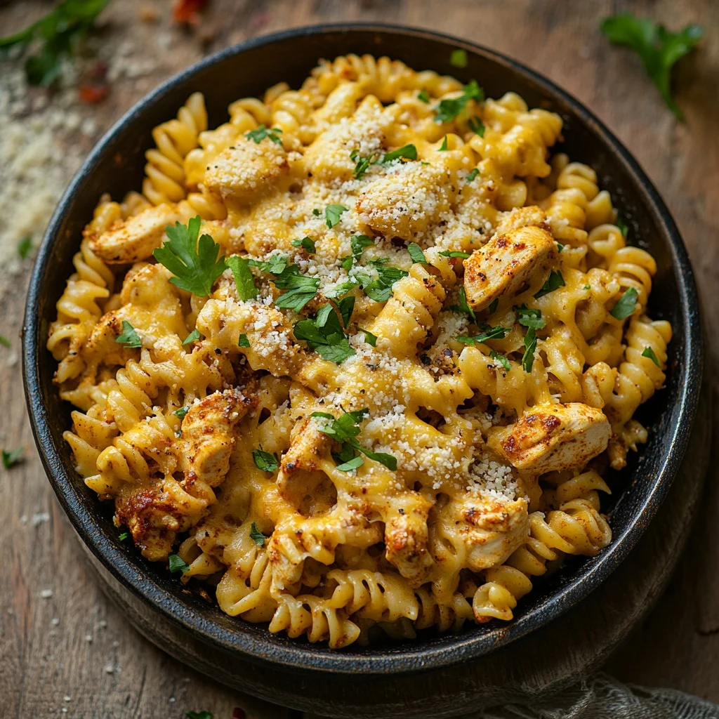 easy cheesy cajun chicken rotini skillet serving suggestion