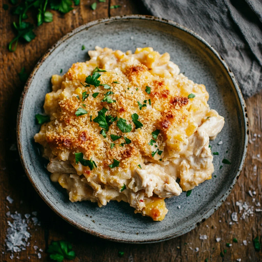 easy crack chicken casserole serving suggestion