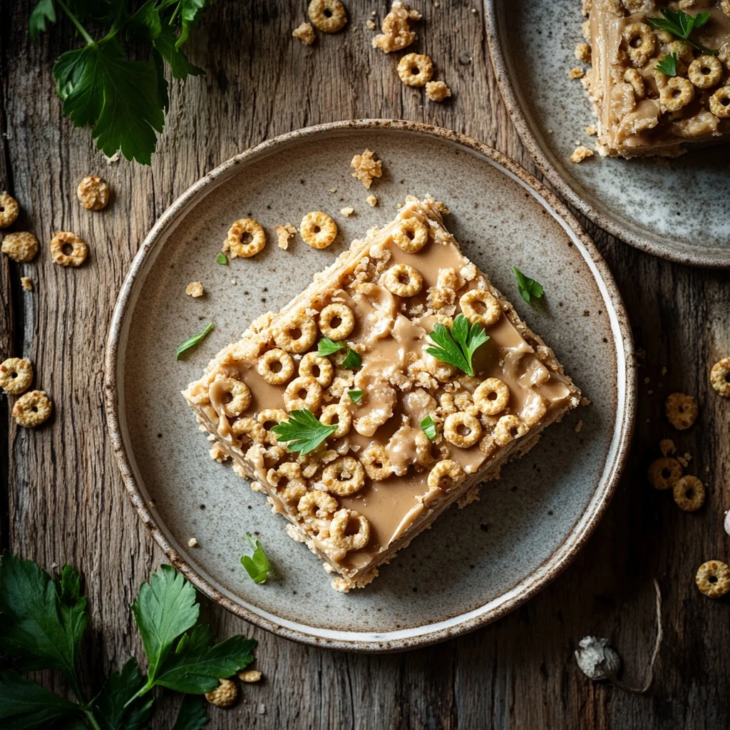 easy no-bake cheerio and peanut butter bars serving suggestion