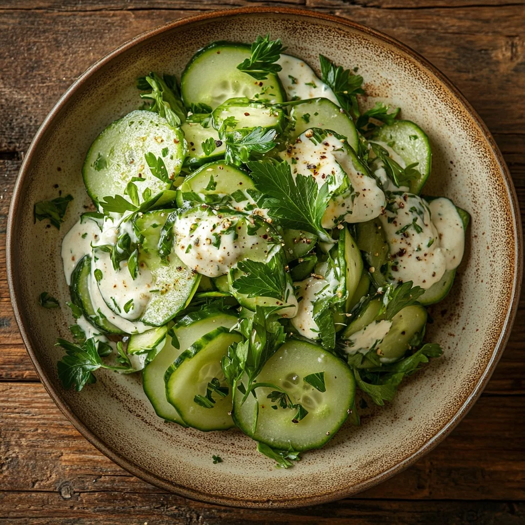 fresh creamy cucumber salad with high protein boost serving suggestion