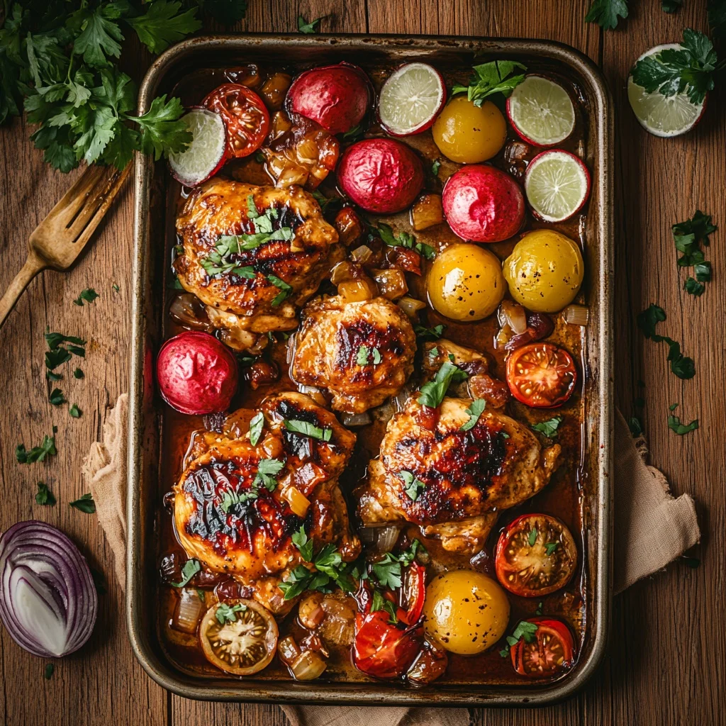 hawaiian chicken sheet pan serving suggestion