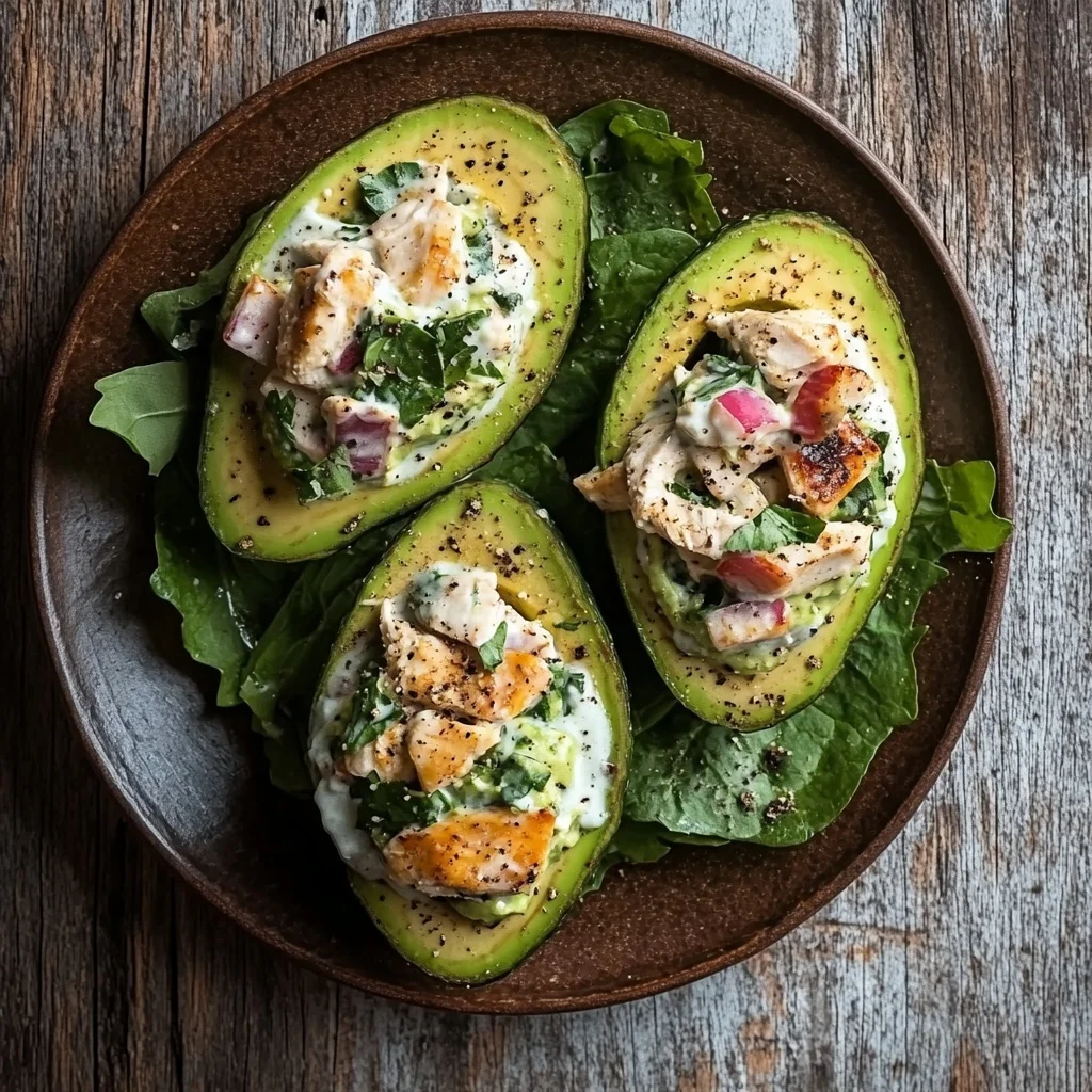 healthy greek yogurt chicken salad stuffed avocados ingredients