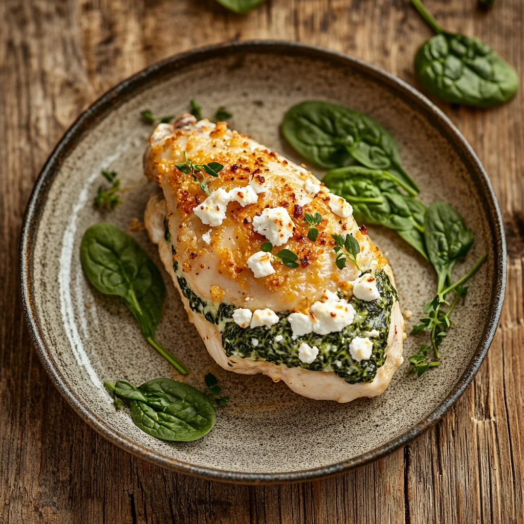 healthy spinach and feta stuffed chicken