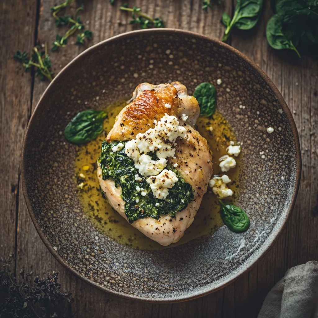 healthy spinach and feta stuffed chicken serving suggestion