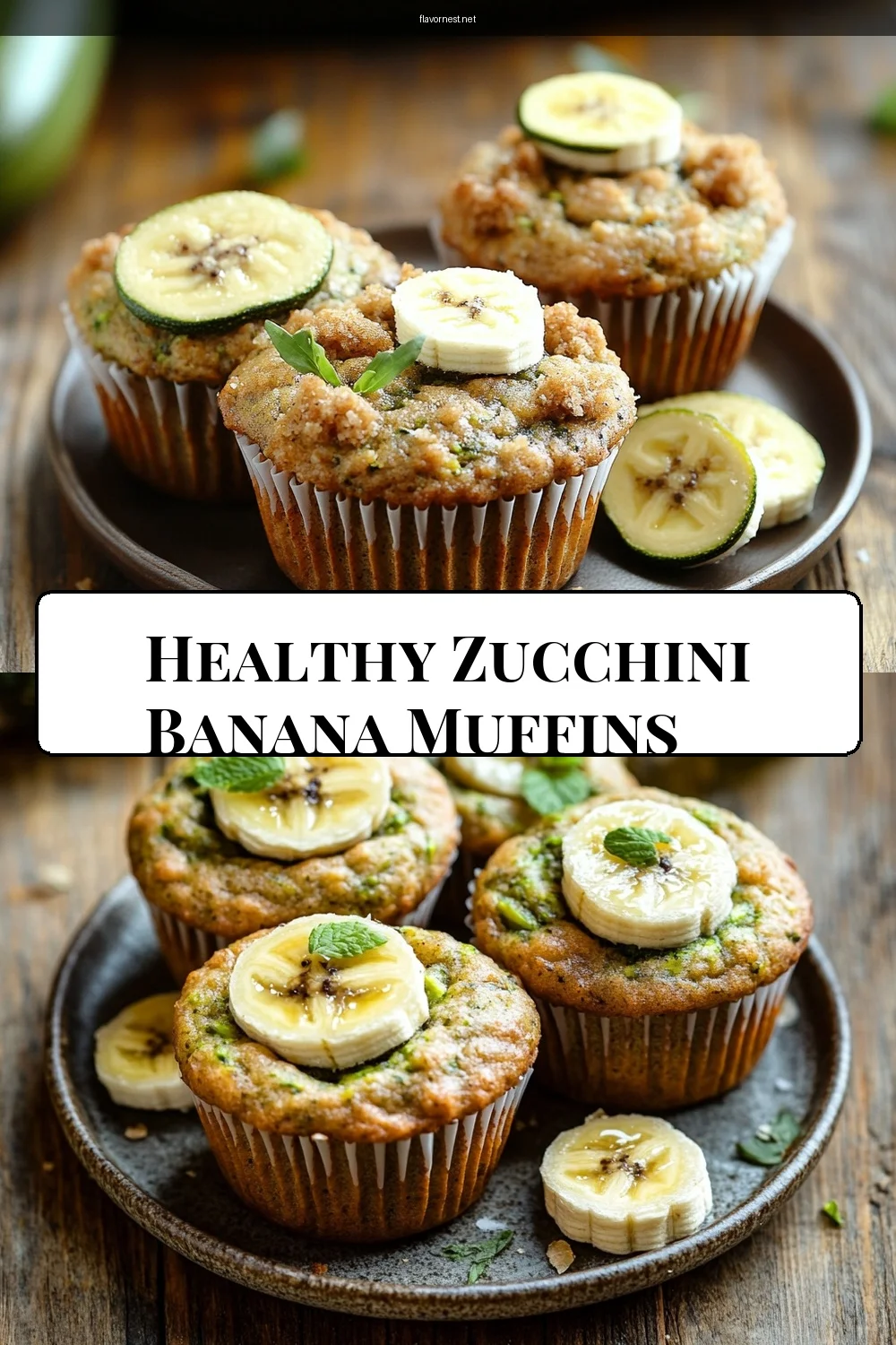 healthy zucchini banana muffins pin