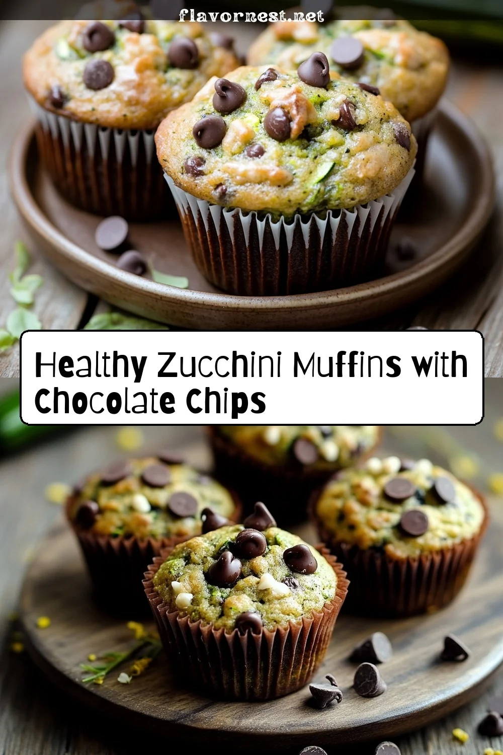 healthy zucchini muffins with chocolate chips pin