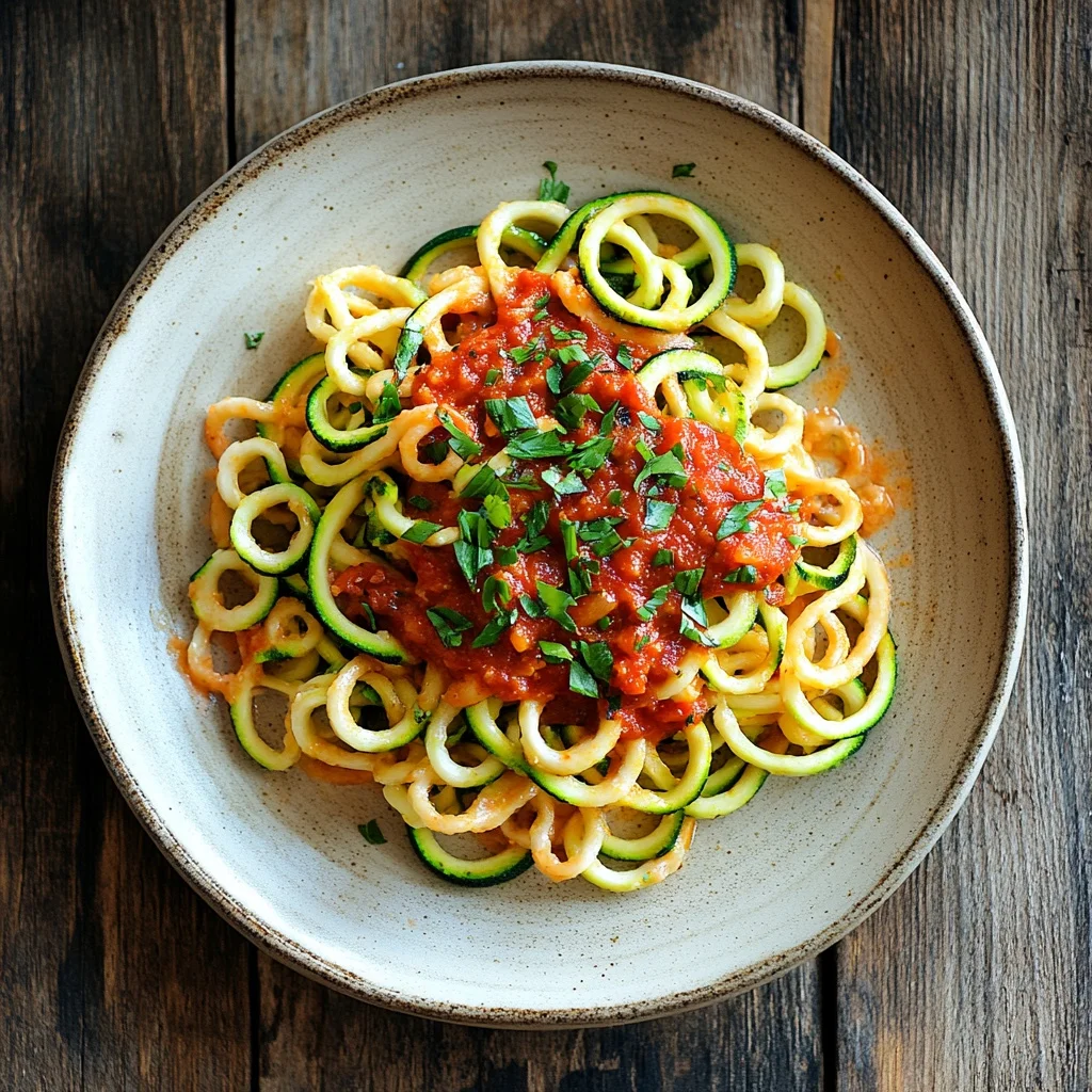 healthy zucchini noodles with marinara