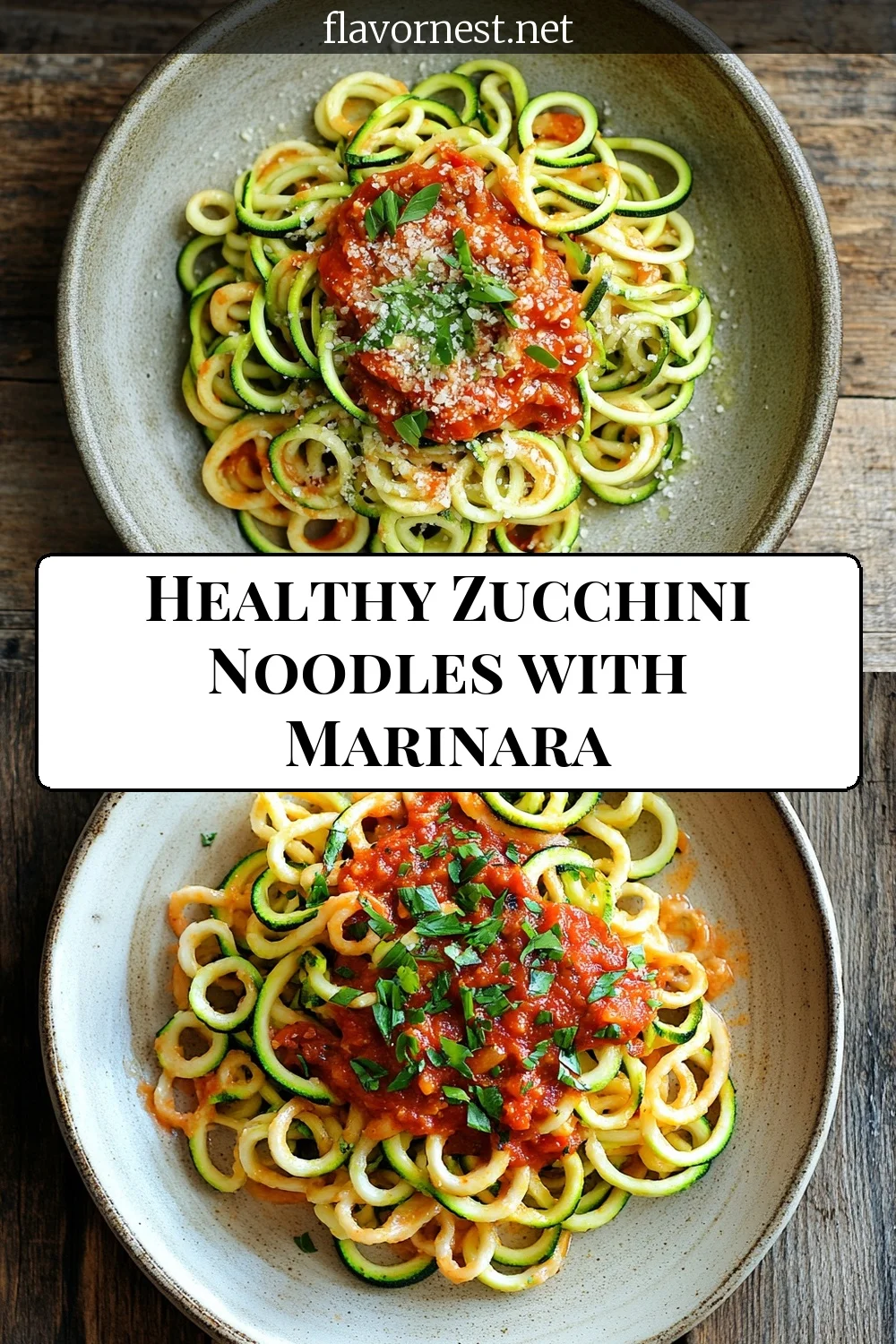 healthy zucchini noodles with marinara pin