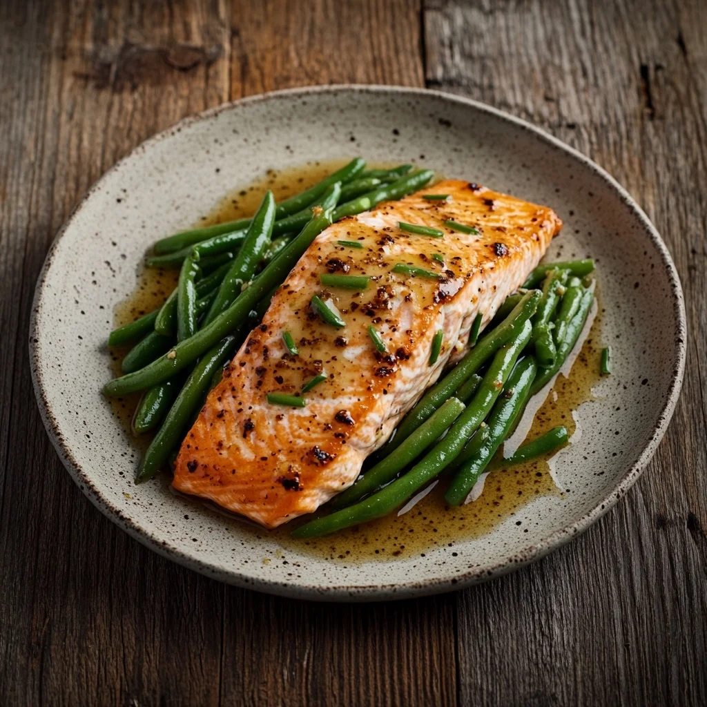 honey garlic salmon with green beans