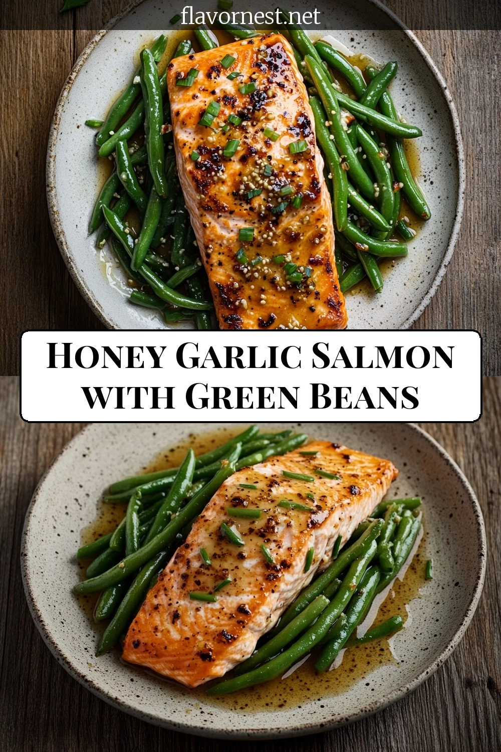 honey garlic salmon with green beans pin