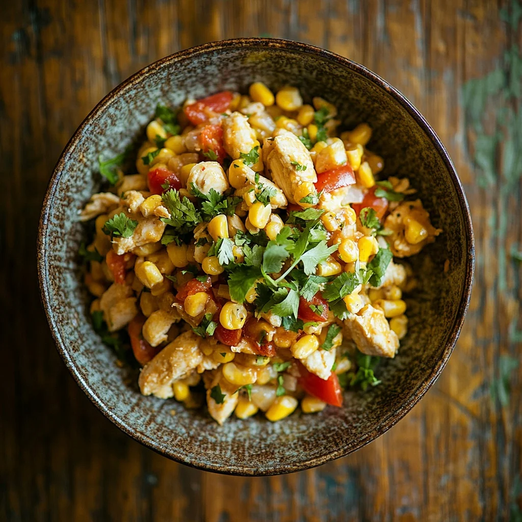 image for easy street corn chicken bowl serving suggestion