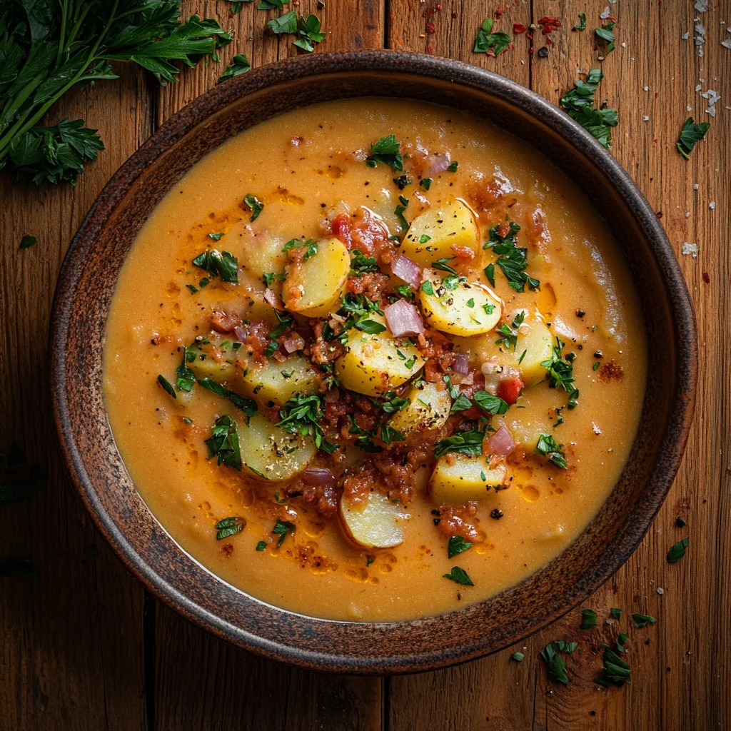 irresistible loaded potato soup serving suggestion