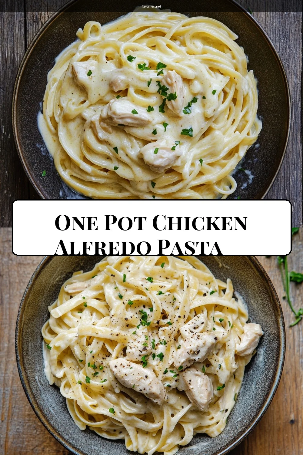 one pot chicken alfredo pasta pin