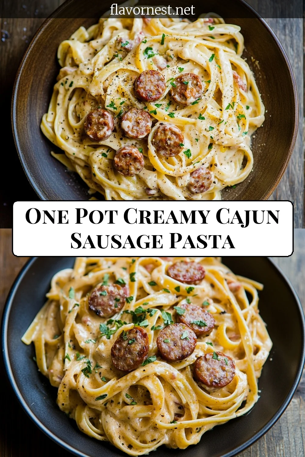 one pot creamy cajun sausage pasta pin