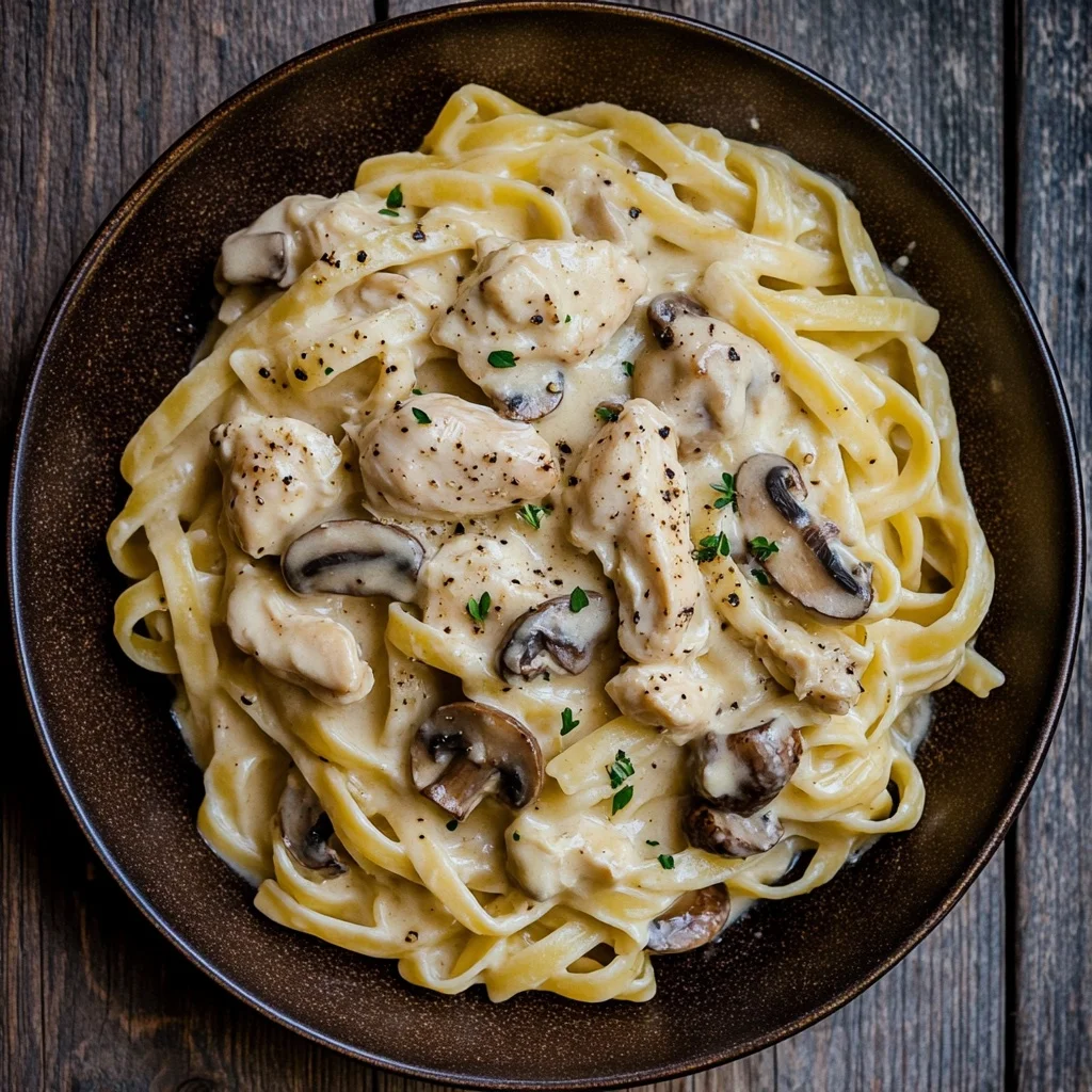 one pot creamy chicken and mushroom pasta