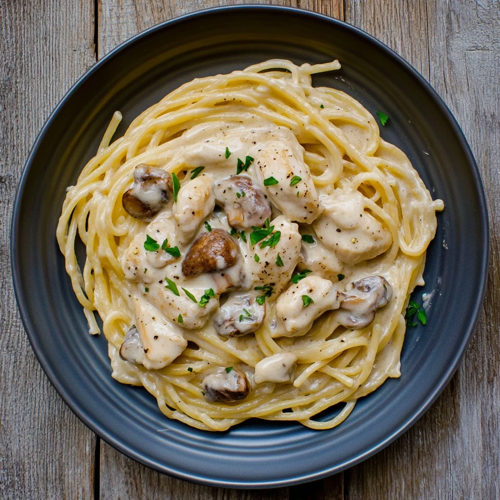 one pot creamy chicken and mushroom pasta ingredients